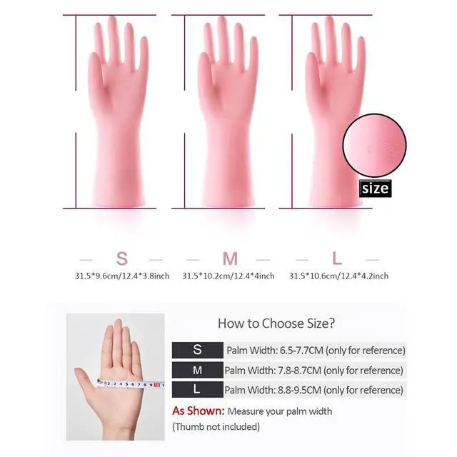 Alt view image 2 of 7 - Colors Rubber Dishwashing Gloves Without Liner, Reusable Cleaning Gloves Latex Free, Waterproof Household Cleaning Gloves for Laundry, Gardening(Large)