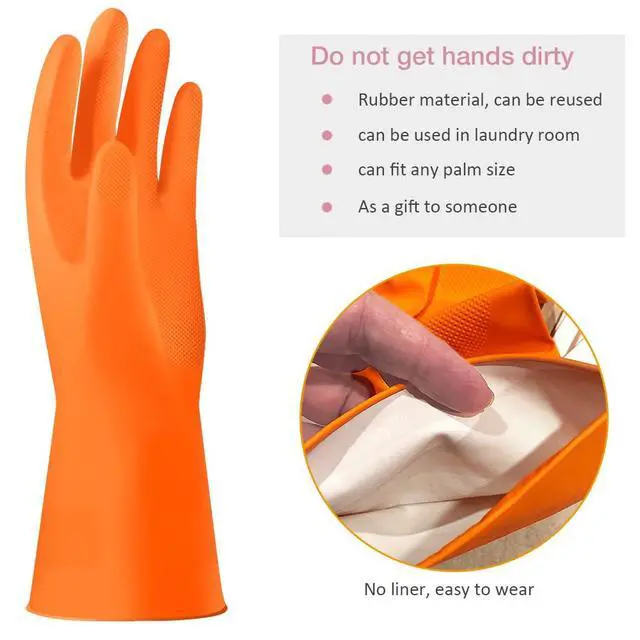 Alt view image 4 of 7 - Colors Rubber Dishwashing Gloves Without Liner, Reusable Cleaning Gloves Latex Free, Waterproof Household Cleaning Gloves for Laundry, Gardening(Large)