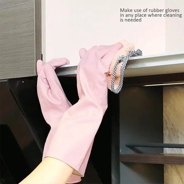 Alt view image 7 of 7 - Colors Rubber Dishwashing Gloves Without Liner, Reusable Cleaning Gloves Latex Free, Waterproof Household Cleaning Gloves for Laundry, Gardening(Large)