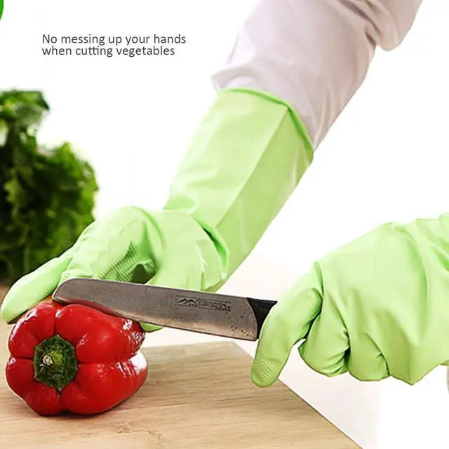 Alt view image 6 of 7 - Colors Rubber Dishwashing Gloves Without Liner, Reusable Cleaning Gloves Latex Free, Waterproof Household Cleaning Gloves for Laundry, Gardening(Large)
