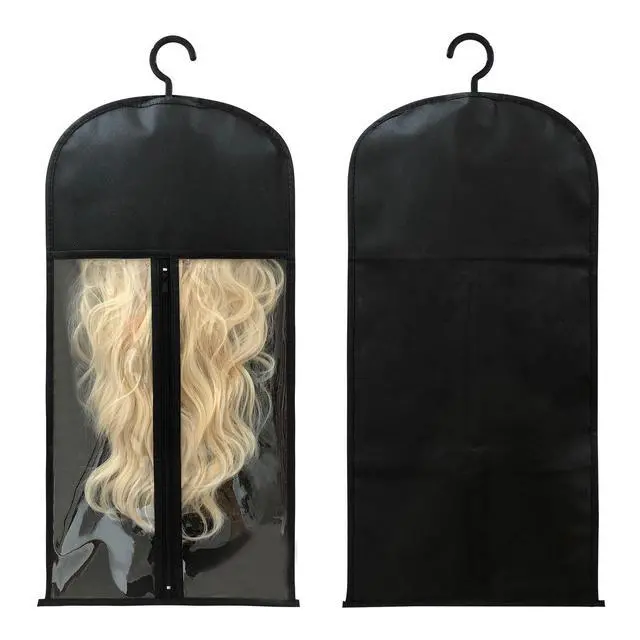 Alt view image 6 of 7 - 4Pcs Wig Storage Wig Bags Storage with Hanger, Wig Storage Bag with Hair Extensions Wigs and Accessories, Breathable and Easy to Carry Home Hair Salon Travel Available (Black 23.5in)