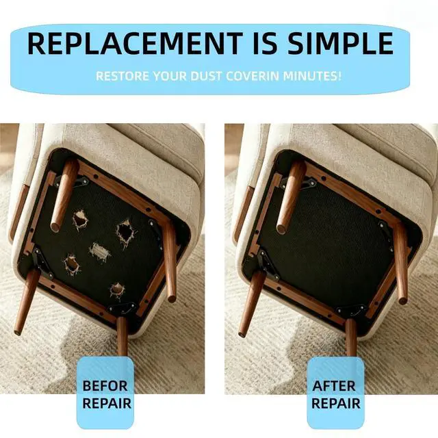 Alt view image 5 of 6 - 60 Inch x 3 Yard Upholstery Black Cambric Dust Cover Fabric Replacement for Sofas, Dining Chairs, Conceals Frame and Staples Inside Furniture
