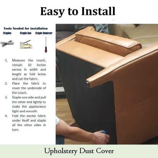 Alt view image 5 of 6 - 3 yds. X 63 ins. Upholstery Dust Cover Fabric Replacement, Non-Woven Black Cambric Fabric for Under Cloth of Couches, Recliners, Loveseats, Chairs, Sofas or Mattresses Bottom Cover