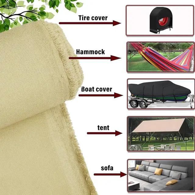 Alt view image 3 of 7 - 600D Fabric by The Yard, 58" W 600D Upholstery Polyester Material, Indoor Outdoor Water Resistant Fabric for Chair Cushion Furniture Cover Sewing DIY Cloth, 1 Yard Khaki