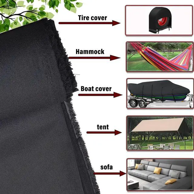 Alt view image 4 of 7 - 600D Oxford Fabric by The Yard, 58'' Wide Heavy Duty Waterproof Polyester Fabric, Outdoor Fabric for Bags, Covers, Furniture, Sewing DIY Projects, 1 Yard Black