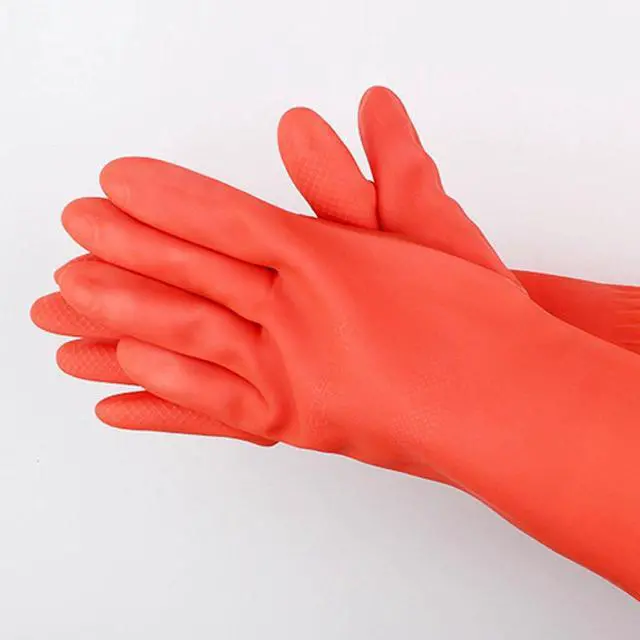 Alt view image 6 of 7 - 22.05" Long Cuff Natural Latex Cleaning Gloves, Reusable Non-Slip