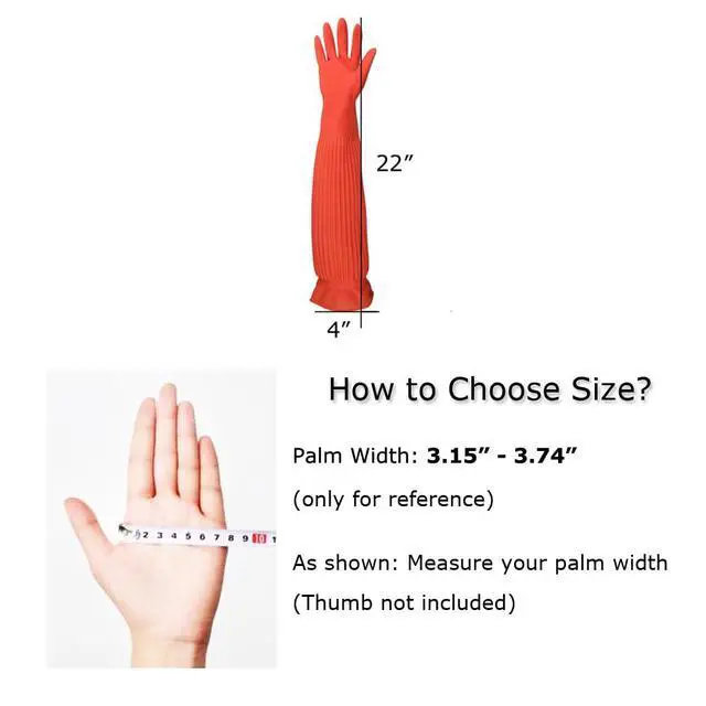 Alt view image 7 of 7 - 22.05" Long Cuff Natural Latex Cleaning Gloves, Reusable Non-Slip