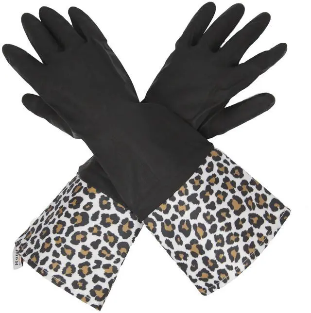 Main image of GLOVELY HANDS Rubber Cleaning Gloves Water-Resistant Latex Dishwashing Gloves with Soft Cotton-Feel Lining, Non-Slip Grip, Long Cuff, Durable Household Kitchen Cleaning Medium (1 PAIR)