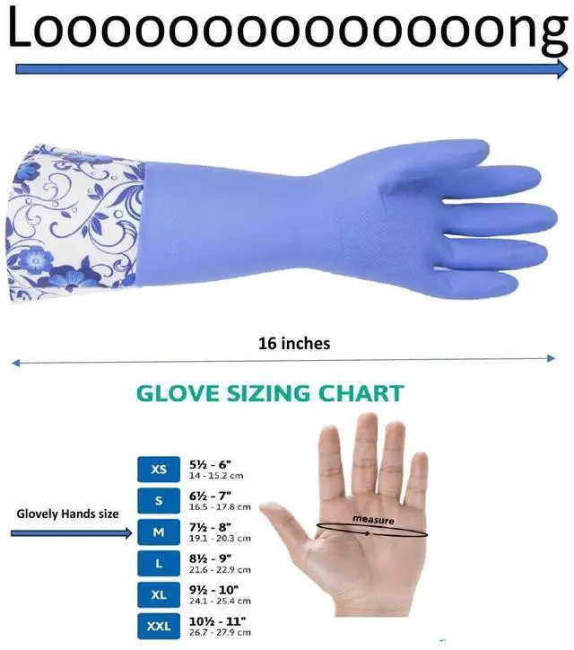 Alt view image 7 of 7 - GLOVELY HANDS Rubber Cleaning Gloves Water-Resistant Latex Dishwashing Gloves with Soft Cotton-Feel Lining, Non-Slip Grip, Long Cuff, Durable Household Kitchen Cleaning Medium (1 PAIR)