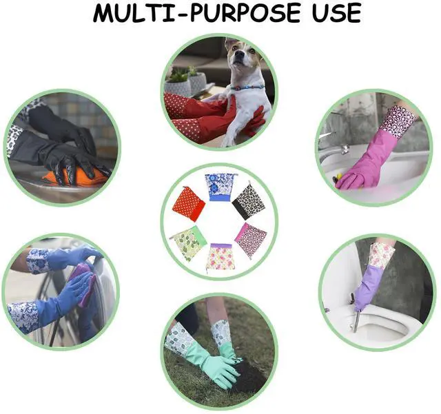 Alt view image 4 of 7 - GLOVELY HANDS Rubber Cleaning Gloves Water-Resistant Latex Dishwashing Gloves with Soft Cotton-Feel Lining, Non-Slip Grip, Long Cuff, Durable Household Kitchen Cleaning Medium (1 PAIR)