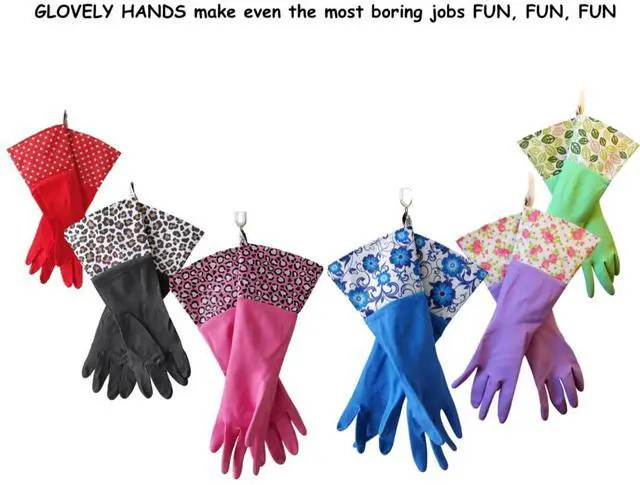 Alt view image 2 of 7 - GLOVELY HANDS Rubber Cleaning Gloves Water-Resistant Latex Dishwashing Gloves with Soft Cotton-Feel Lining, Non-Slip Grip, Long Cuff, Durable Household Kitchen Cleaning Medium (1 PAIR)
