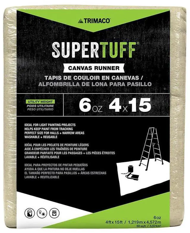 Main image of 56708 SuperTuff 6 oz thick Utility Weight Canvas Drop Cloth, 4-feet x 15-feet,Beige