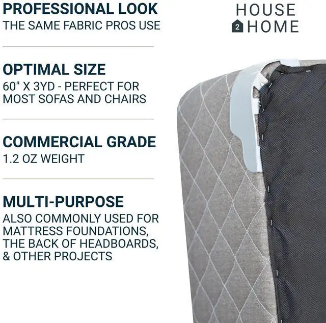 Alt view image 3 of 7 - Upholstery Fabric 60 Inch x 3 Yard, Black Fabric, Cambric Dust Cover Fabric for Sofas, Chairs, Box Spring Foundations, Tela para Tapizar Muebles, Dust Cover
