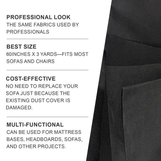 Alt view image 5 of 7 - Upholstery Cambric Dust Cover Fabric, 60 Inch x 3 Yard Fabric Replacement for Underside of Mattress Box Spring or Foundation, Bottom Cloth Nonwoven Dust Cover for Chairs