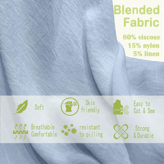 Alt view image 2 of 6 - 57" Soft Viscose Nylon Linen Fabric by The Yard - Natural Slub Fabric for Clothing, 155 GSM - Ideas for Spring Summer Fashion, Home Decor&Craft Sewing Fabric (1# Cream White, 1 Yard)