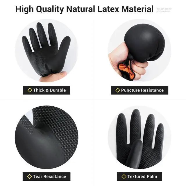 Alt view image 2 of 7 - 3 Pairs Dishwashing Gloves, Reusable Latex Cleaning Gloves for Housework Kitchen Bathroom, Durable Flexible & Anti-slip, Smooth Lining, Easy On & Off, Extra Large, Black