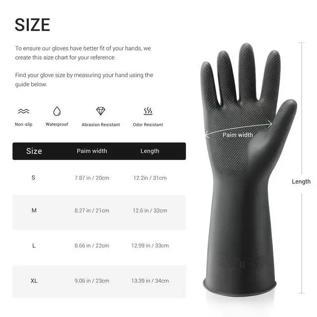 Alt view image 7 of 7 - 3 Pairs Dishwashing Gloves, Reusable Latex Cleaning Gloves for Housework Kitchen Bathroom, Durable Flexible & Anti-slip, Smooth Lining, Easy On & Off, Extra Large, Black