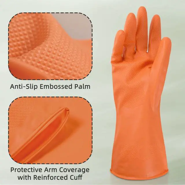 Alt view image 4 of 7 - Synthetic Rubber Gloves, Medium Size, 11.8 Inches, 3 Pairs 3 Colors for Household Cleaning, Dishwashing and Other Home Cleaning Use