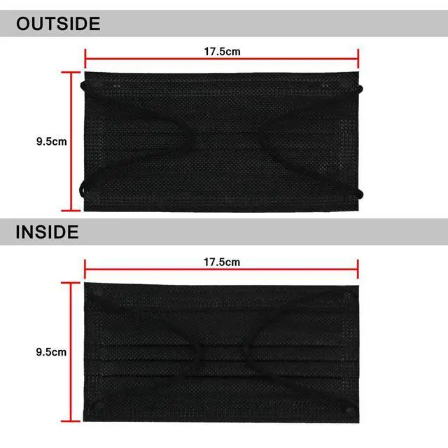 Alt view image 6 of 7 - Disposable Face Mask Adult 3 Layer Mens Breathable Facemask Womens Facial Masks for Indoor Outdoor 50Pcs/Pack Earloop,Black