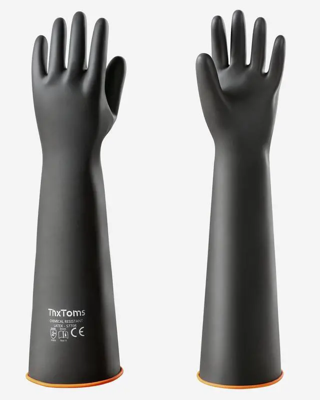 Main image of Heavy Duty Latex Gloves,Long Rubber Gloves, Chemical Resistant Gloves,Puncture Resistant, Resist Acid,Oil,Alkali, Waterproof for Industrial Cleaning, Gardening, 22", 1 Pair