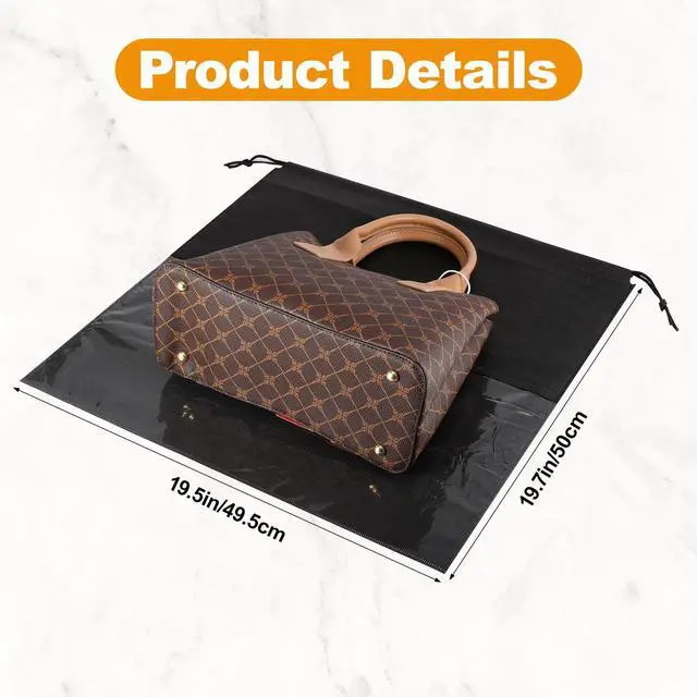 Alt view image 2 of 7 - 12 PCS Dustproof Drawstring Bags,Breathable Non-Woven Fabric Drawstring Dust Covers,Storage Bags Dust Bag for Handbags Shoes Purses,Black