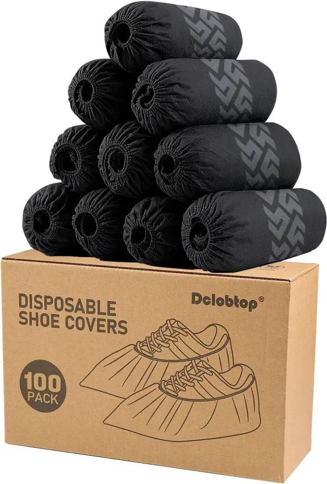 Main image of Shoe Covers Disposable Non-Slip - Black Boot Covers for Indoors,100Pcs Booties for Shoe Coves Fits Up To 11 US Men and 13 US Women Size,Non-Woven Fabric