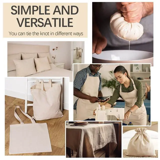 Alt view image 6 of 7 - 5 Yards 100% Cotton Unbleached Muslin Fabric, 63 Inch X 5 Yards by The Yard, Medium & Light Weight Draping Fabrics Suitable for Sewing, Embroidery, Garments, Apparel Cloth and Crafts Material-Natural