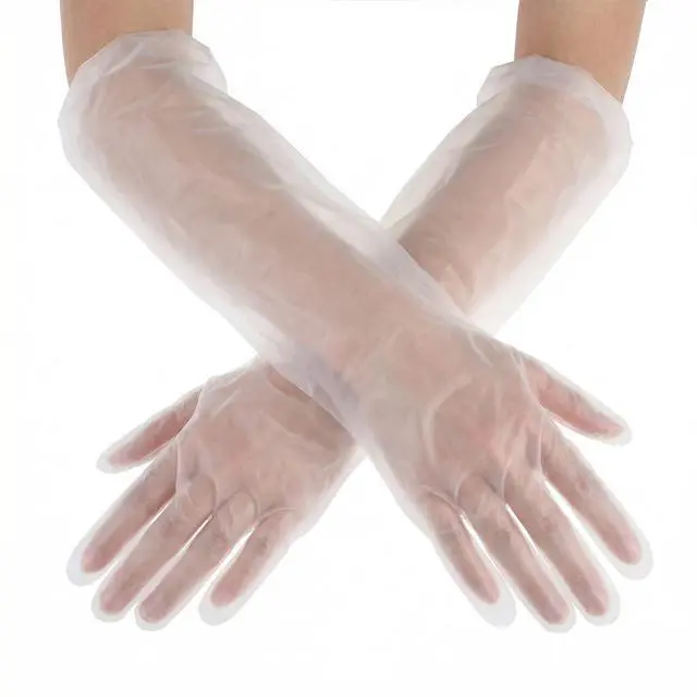 Main image of 200 Pcs Long Sleeve Cleaning Gloves, Reusable & Waterproof Protective Rubber Gloves Elbow Length Long Plastic Glove for Household Duties, Kitchen, Dishwashing, Gardening - 22 Inch