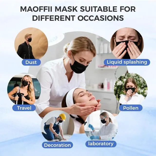 Alt view image 6 of 7 - 4Ply Individually Wrapped Disposable Black Face Masks White Inside