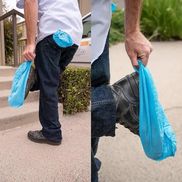 Alt view image 6 of 7 - X-Large Disposable Boot & Shoe Covers 100 Pairs (200 Pack) Non Slip Durable Booties Cover Fits Men's 13