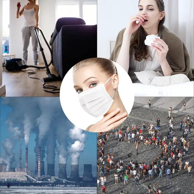 Alt view image 6 of 7 - White Disposable Face Masks 100 Pcs White Face Mask 3 Ply Protection Masks