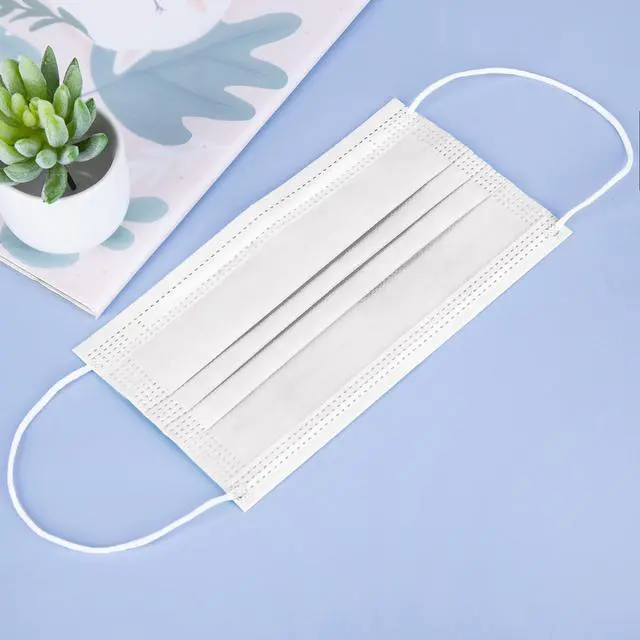 Alt view image 5 of 7 - White Disposable Face Masks 100 Pcs White Face Mask 3 Ply Protection Masks