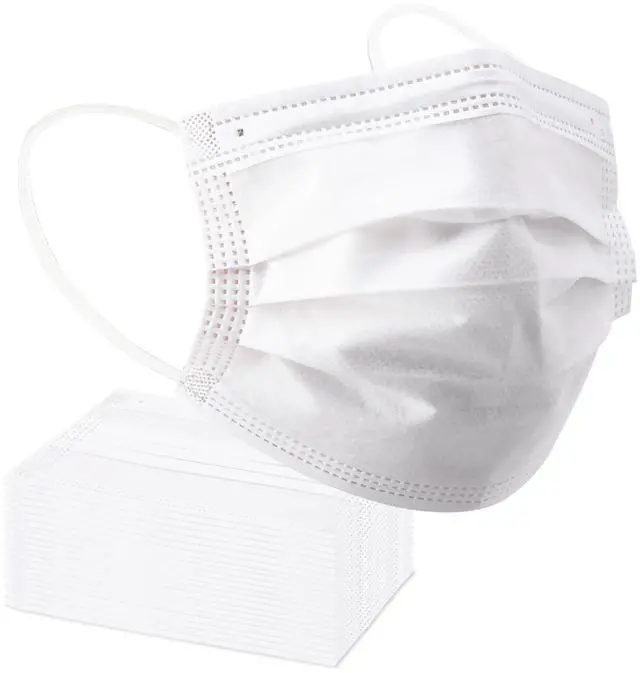 Main image of White Disposable Face Masks 100 Pcs White Face Mask 3 Ply Protection Masks