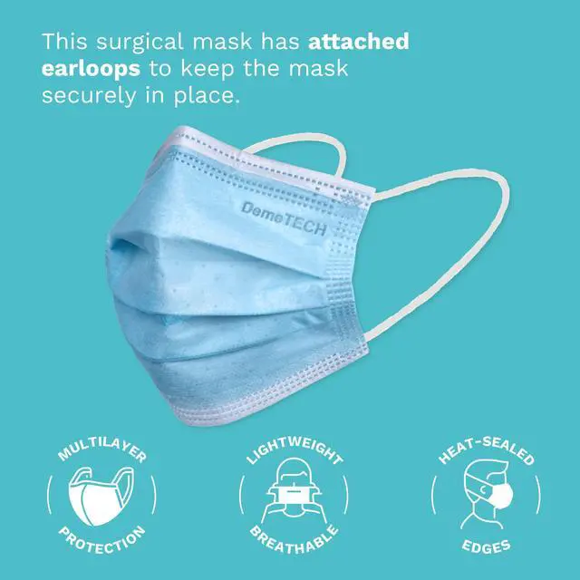 Alt view image 2 of 5 - ASTM Level 3 Disposable Face Masks, Protective Face Mask Pack with 3 Layers, Adult, 50 Qty