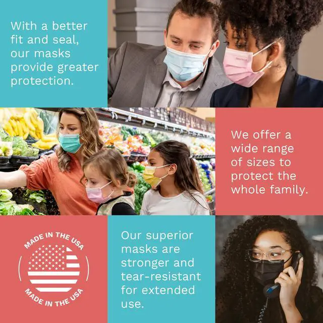 Alt view image 4 of 5 - ASTM Level 3 Disposable Face Masks, Protective Face Mask Pack with 3 Layers, Adult, 50 Qty