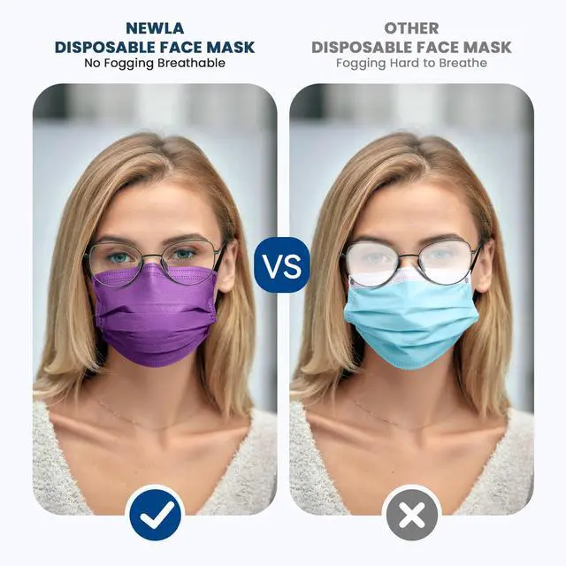 Alt view image 6 of 7 - Disposable Face Mask for Adults - 4 Ply Protection, Individually Wrapped 50 Pack, 10 Colors, Breathable Comfortable & Safe