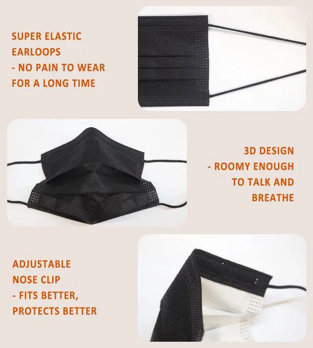 Alt view image 4 of 7 - Kids Masks 100 Pcs, Black Face Mask for Kids Boys Girls, Kids Disposable Face Masks