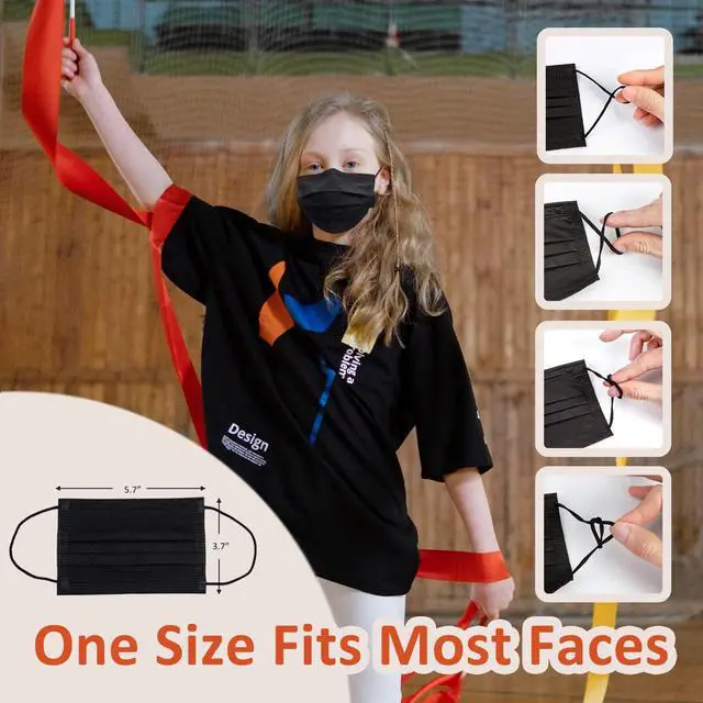 Alt view image 5 of 7 - Kids Masks 100 Pcs, Black Face Mask for Kids Boys Girls, Kids Disposable Face Masks