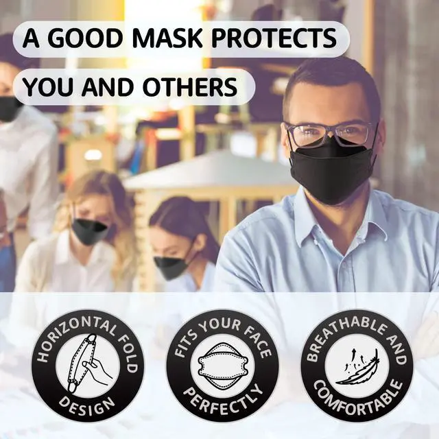 Alt view image 4 of 7 - KN95 Face Masks 50 Pack, Breathable Comfortable and Disposable KN95 Mask, Black