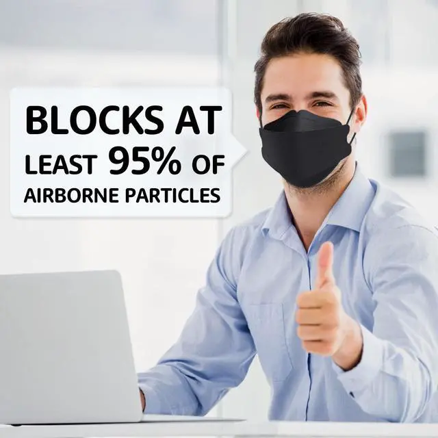 Alt view image 6 of 7 - KN95 Face Masks 50 Pack, Breathable Comfortable and Disposable KN95 Mask, Black