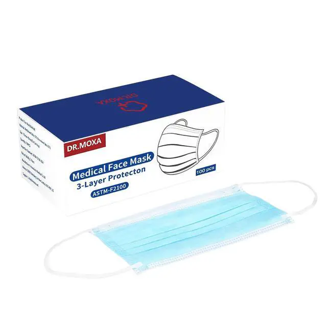Alt view image 2 of 7 - 100 Pack Medical Disposable Face Masks for Protection, ASTM Level 2, 3 Layers Safety Face Masks For Adults Daily Use