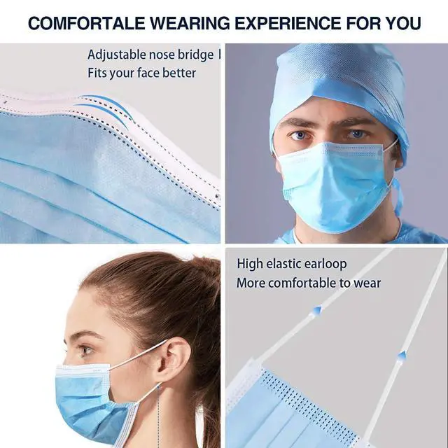 Alt view image 4 of 7 - 100 Pack Medical Disposable Face Masks for Protection, ASTM Level 2, 3 Layers Safety Face Masks For Adults Daily Use