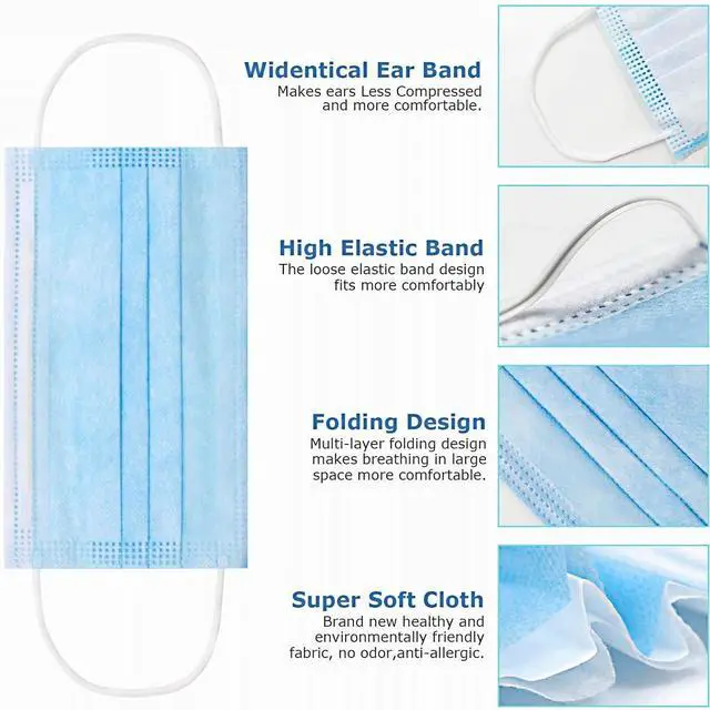 Alt view image 5 of 7 - 100 Pack Medical Disposable Face Masks for Protection, ASTM Level 2, 3 Layers Safety Face Masks For Adults Daily Use