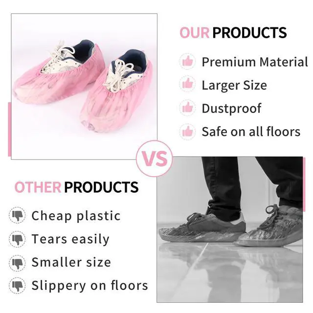 Alt view image 4 of 7 - Non-Slip Shoe Covers Disposable, 100 Pack Pink, One Size Fits Most Booties