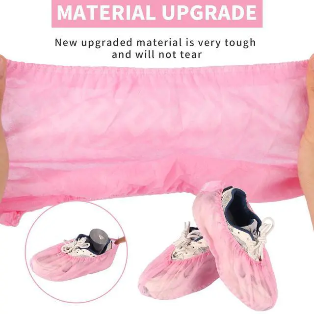Alt view image 2 of 7 - Non-Slip Shoe Covers Disposable, 100 Pack Pink, One Size Fits Most Booties