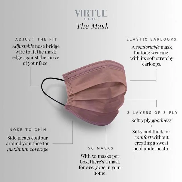 Alt view image 2 of 7 - Support Face Masks - Soft 3 Ply Comfort Face Masks, Colorful Disposable Face Mask 50 Pack. Earth Tones Colored Masks. Adults Mens and Womens Disposable Face Masks