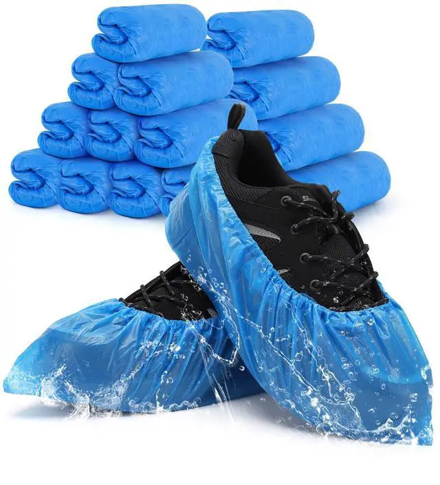 Main image of Shoe Covers Disposable Non Slip for Indoors Pack of 200 (100 pairs) Recyclable Shoe Booties Waterproof Shoe & Boot Covers Durable Shoe Protectors Covers One Size Fits Most Blue