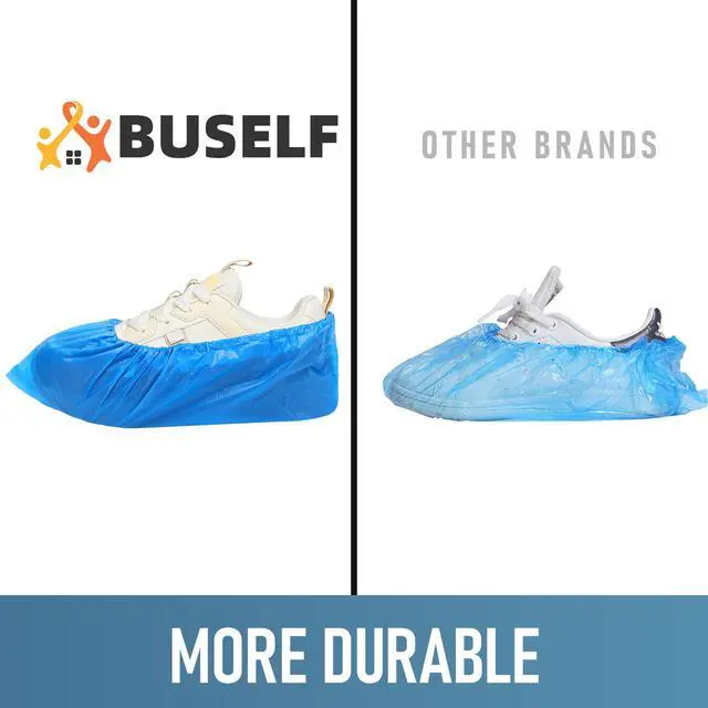 Alt view image 7 of 7 - Shoe Covers Disposable Non Slip for Indoors Pack of 200 (100 pairs) Recyclable Shoe Booties Waterproof Shoe & Boot Covers Durable Shoe Protectors Covers One Size Fits Most Blue