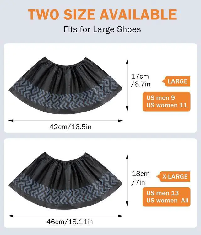 Alt view image 6 of 7 - X-Large 100 Pcs Shoe Covers Disposable Non-Slip, Breathable Shoe Covers for Indoors, Slip-resistant, Durable, Non-Woven Booties for Shoes Covers,Stretchable Fits Up To13 US Men,Black