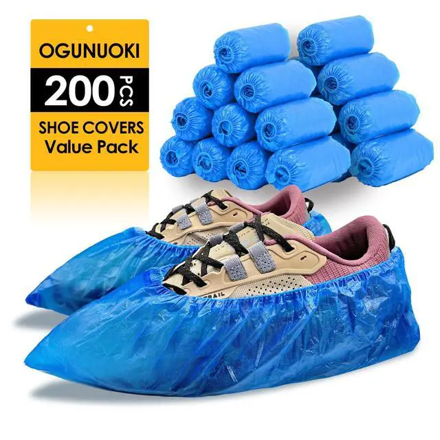 Alt view image 2 of 7 - Shoe Covers Disposable - 200 Pack (100 pairs) Premium Shoe & Boot Covers Non-slip Shoe Booties for Guest Repairman, Fits Up to US Men's 11 & US Women's 13